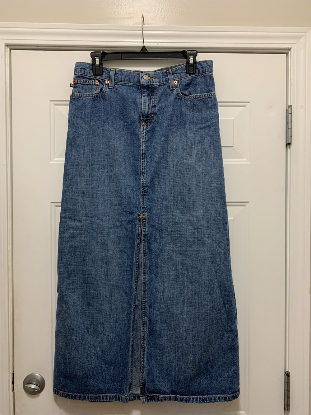 Ralph Lauren Blue 100% Cotton Denim Maxi Skirt Size 6